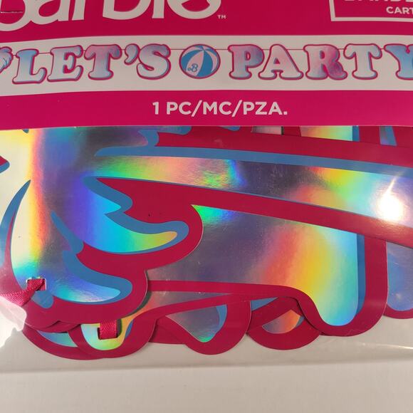 Barbie Let’s Go Party Banner - 12 Ft Holographic Hanging Decoration Birthday - Picture 8 of 9